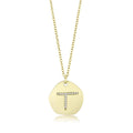 Gold & Brush Brass Chain Pendant with Top Grade Crystal in Clear