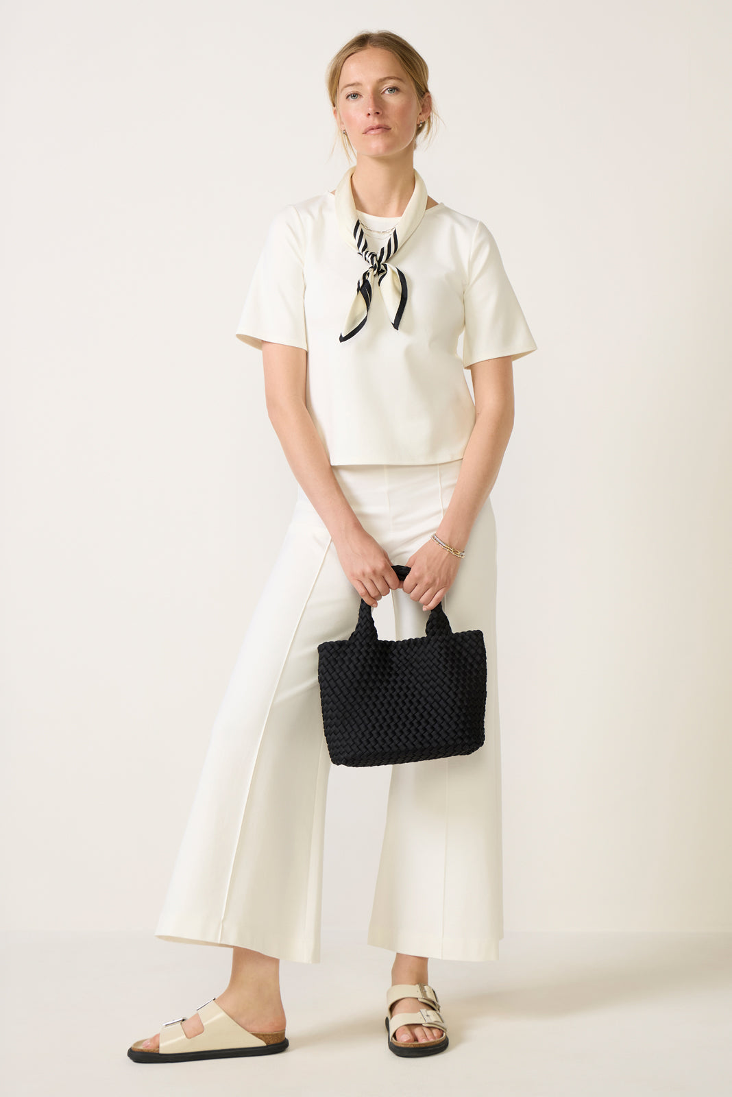 Women's Cropped Ponte Knit Wide Leg Pants