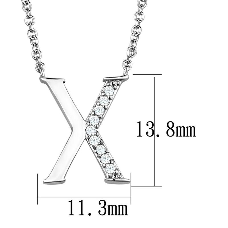 Rhodium Brass Chain Pendant with AAA Grade CZ in Clear