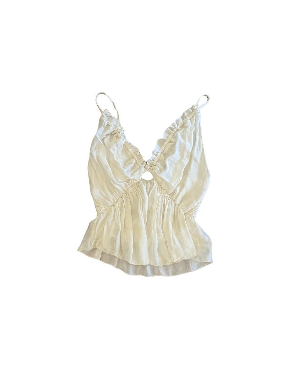 Bacio Smocked Ruffle Camisole Top In Cream