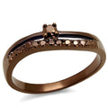 IP Coffee light Brass Ring with AAA Grade CZ in Light Coffee