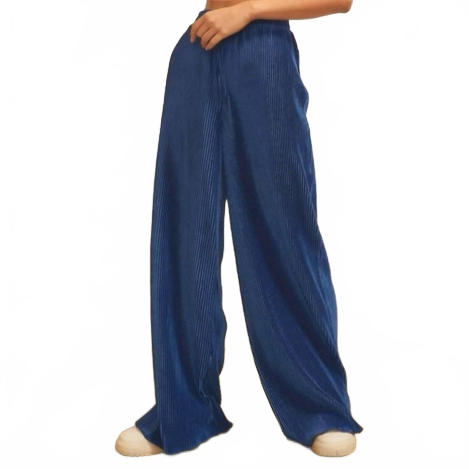 Luxe Pleated Lounge Set In Sapphire Blue