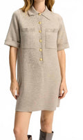 Madden Merino Wool Mini Shirtdress In Oatmeal Melange