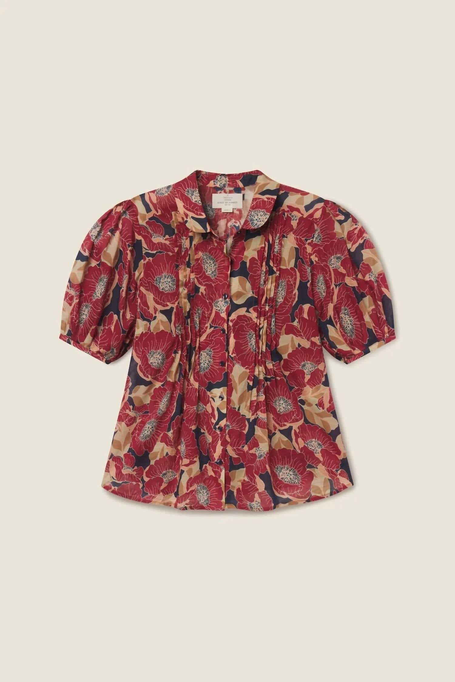 Nadine Blouse In Oleander Rouge