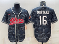 Men's San Francisco 49ers Joe Montana #16 Grey Camouflage Game jersey Joint Edition