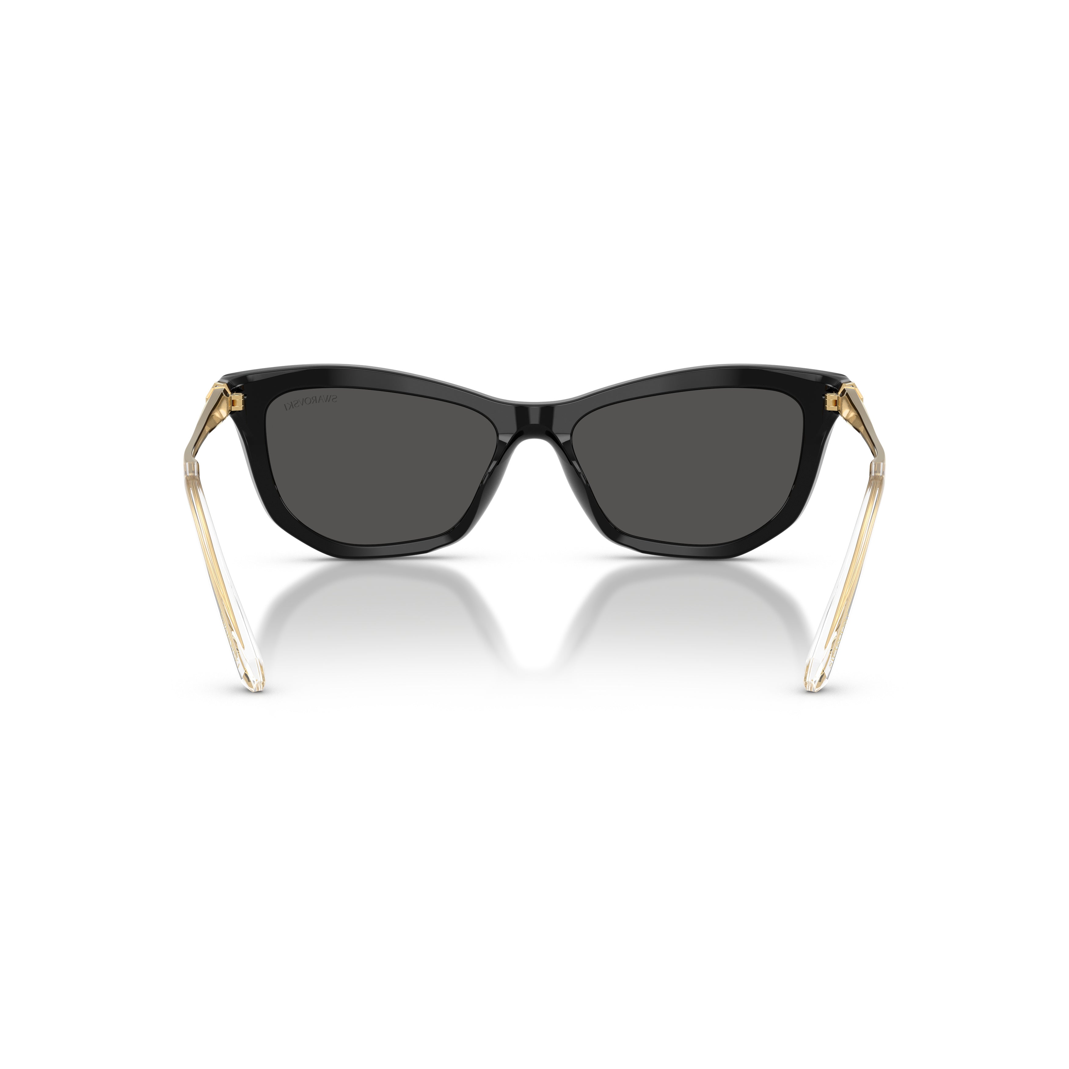 0Sk6057 Bold Black Acetate Cat-Eye Sunglasses with Crystal Embellishments
