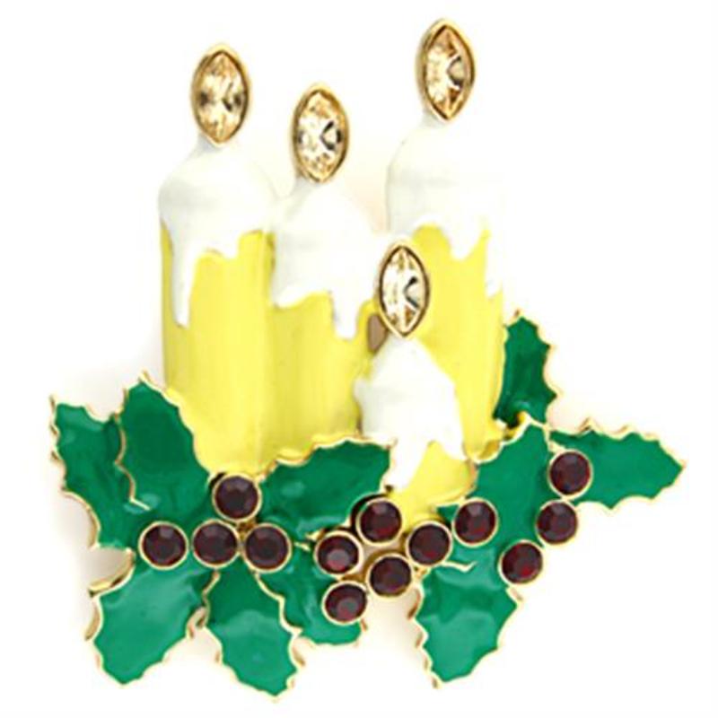 Gold White Metal Brooches with Top Grade Crystal in Citrine Yellow
