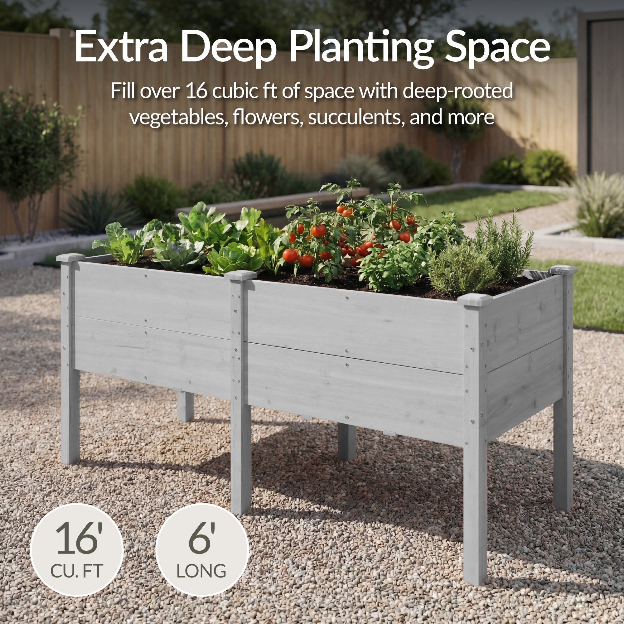 Best Choice Products 72" x 24" x 30" Raised Garden Bed, Extra Deep 16" Depth, Elevated Wood Planter Stand - Gray