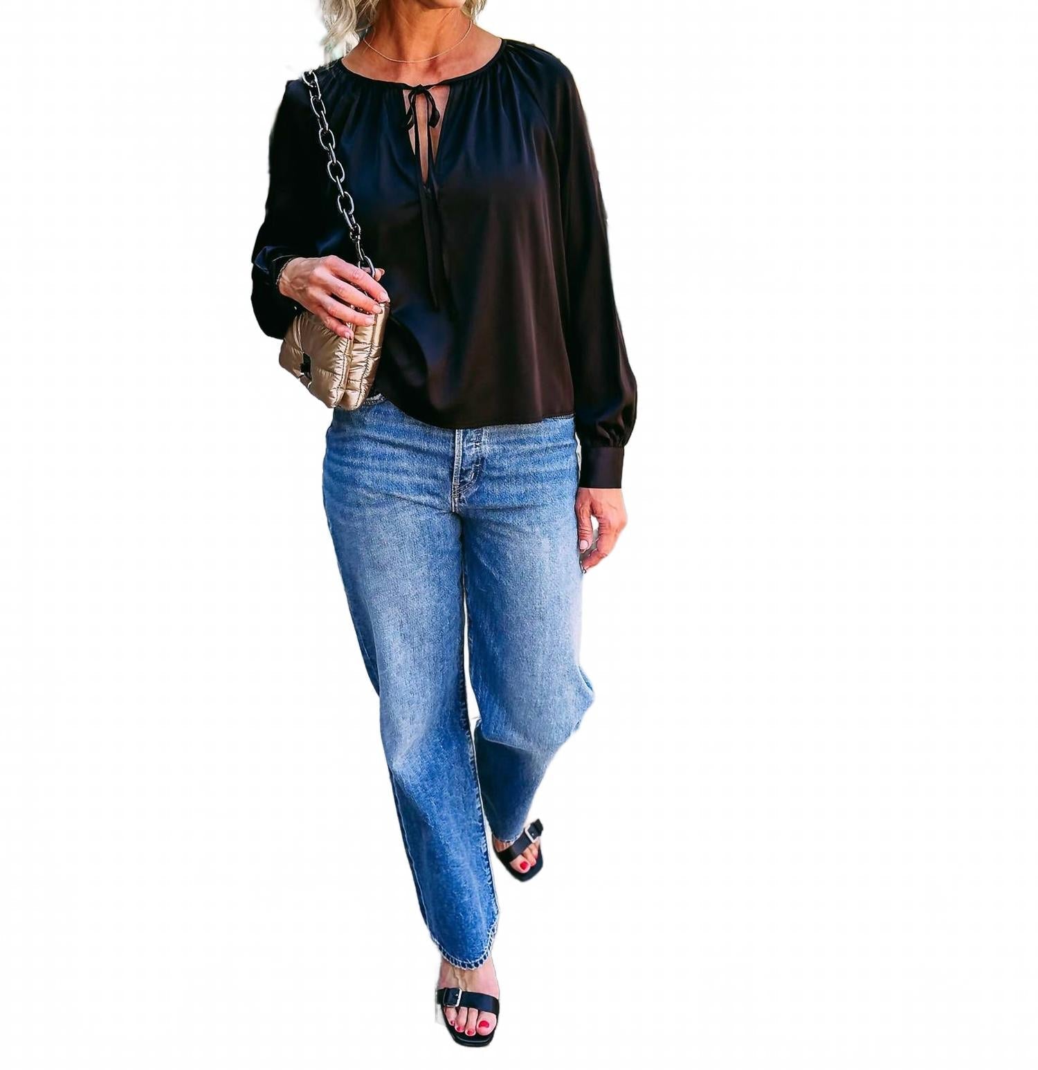 Everyday Long Sleeve Blouse In Black