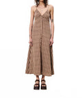 Casimira Gingham Maxi Dress In Ice Brown