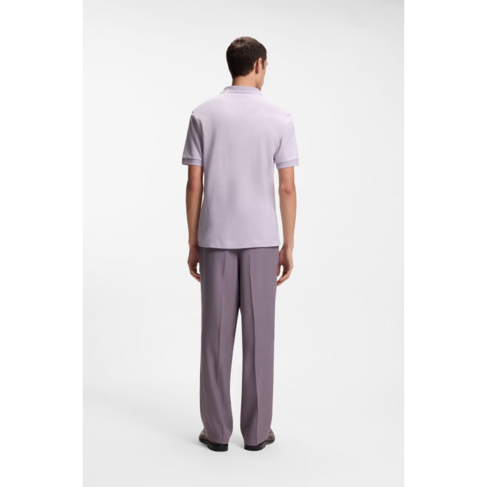Johnny-collar polo shirt in cotton and linen
