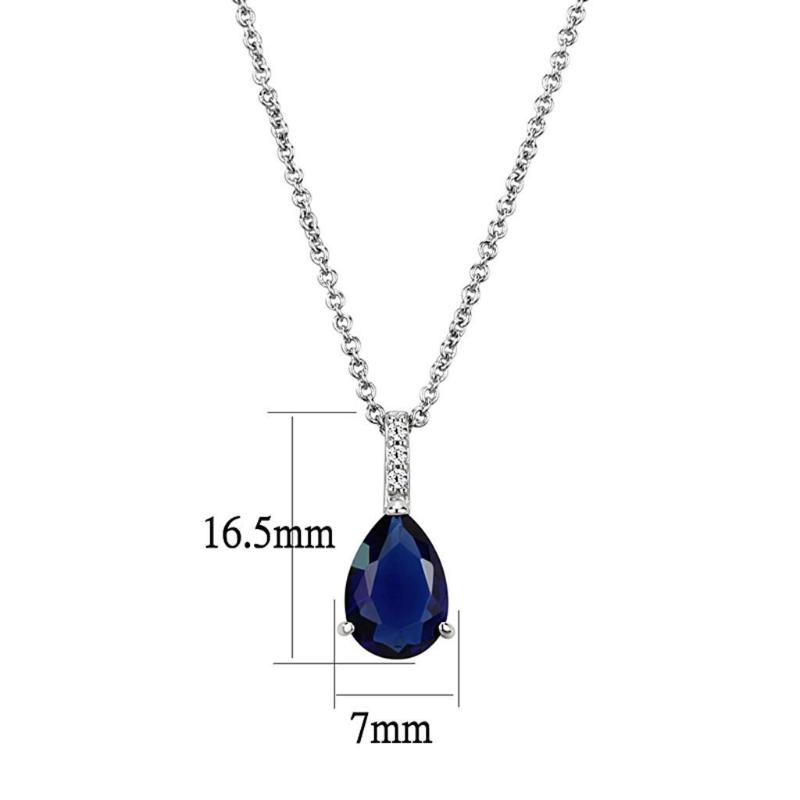 Rhodium Brass Chain Pendant with Synthetic in Montana