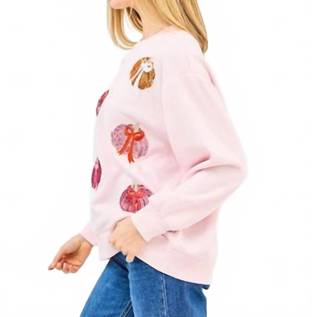 Sarah Pumpkin Bows Sweatshirt In Pink