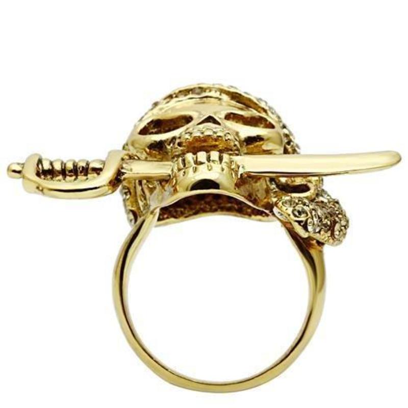 Gold White Metal Ring with Top Grade Crystal in Citrine Yellow