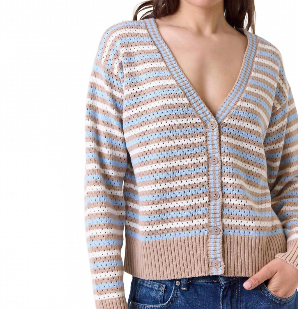 Pamilla Stripe Cardigan In Light Brown