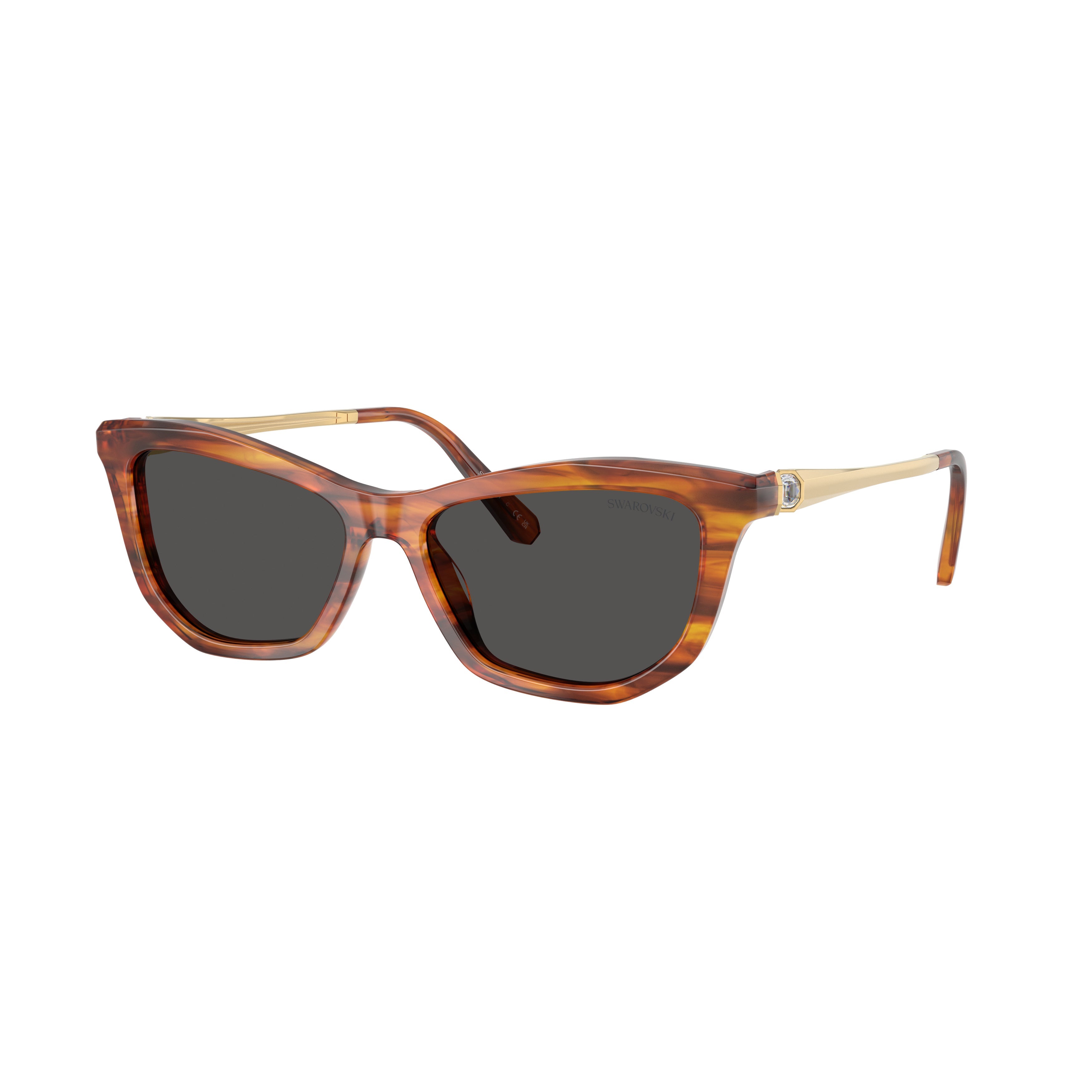0Sk6057 Rectangular Tortoiseshell Acetate Sunglasses with Gold-tone Temples