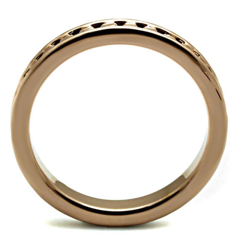 IP Rose Gold(Ion Plating) Brass Ring with AAA Grade CZ in Metallic Light Gold
