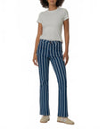Kelsey High Rise Ankle Flare Jeans In Indigo/white Stripe