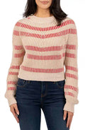 Reagen Stripe Crewneck Sweater In Taupe
