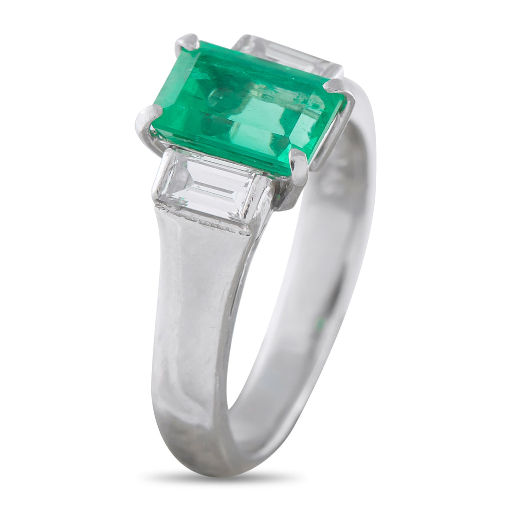 LB Exclusive Platinum 0.46ct Diamond and Emerald Ring MF17-041026
