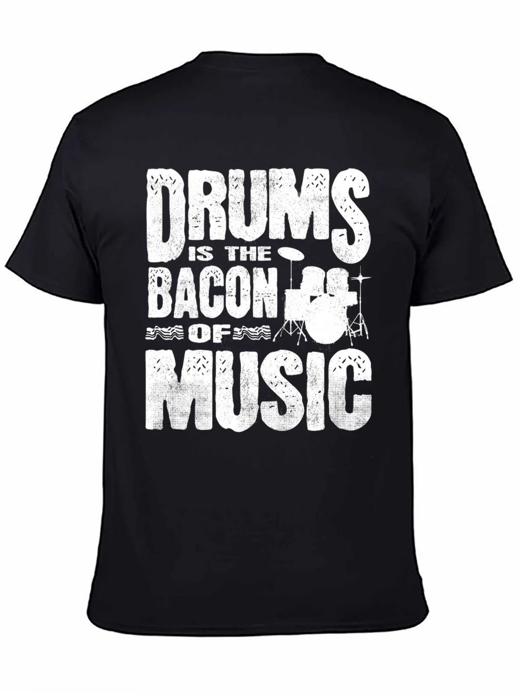 Drums Bacon of Music Black Graphic T-Shirt