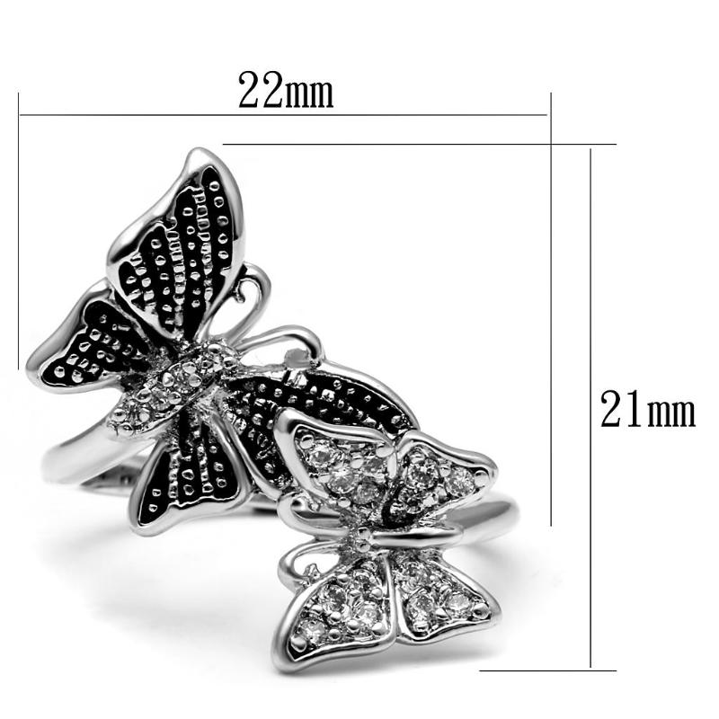 High polished (no plating) Stainless Steel Ring with AAA Grade CZ in Clear