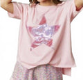 Sequin Star Patch Tee In Light Pink