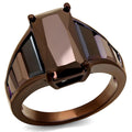 IP Coffee light Brass Ring with AAA Grade CZ in Light Coffee