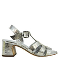Metallic Leather Gladiator Heel Sandal