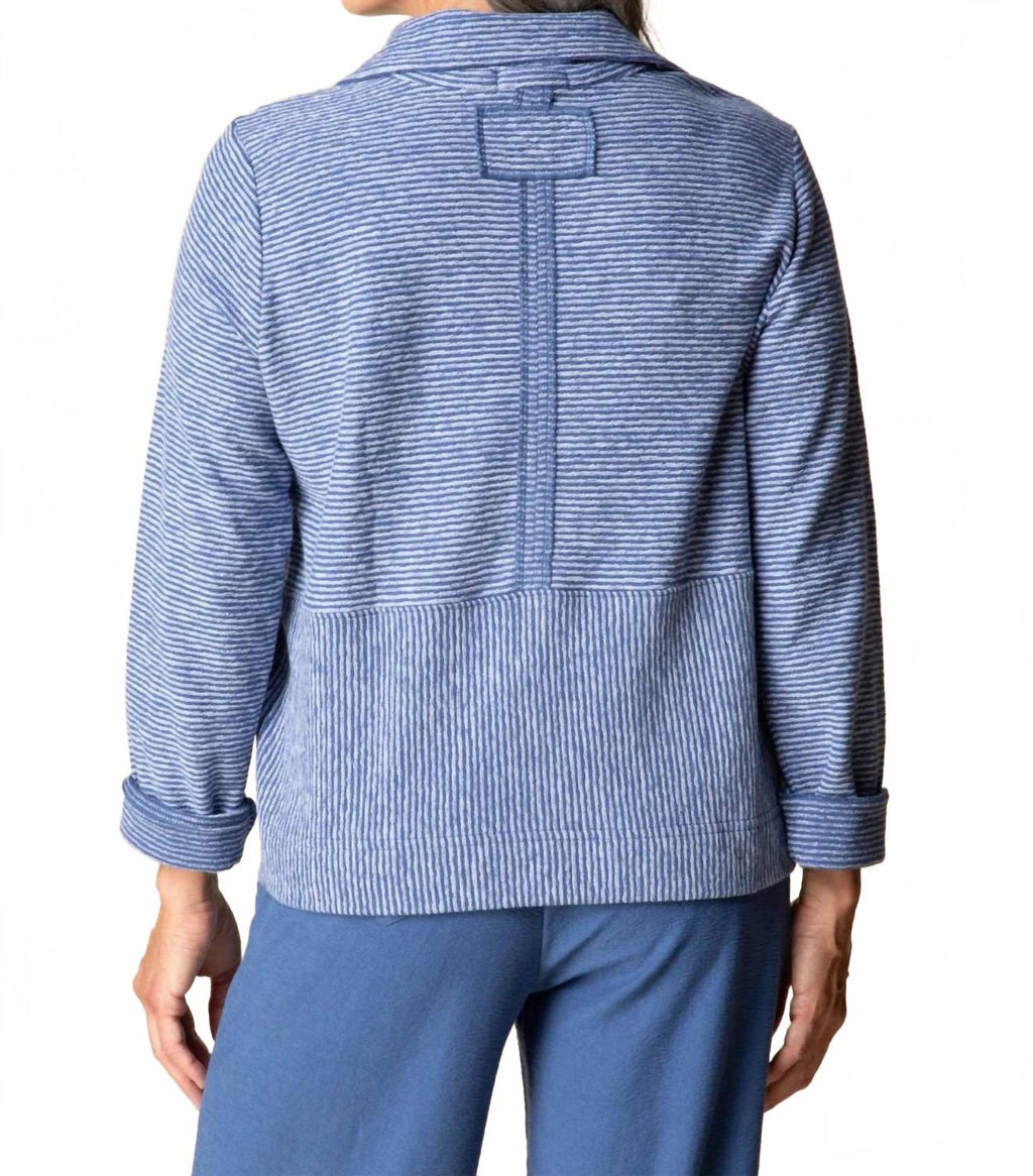 Half Zip Long Sleeve Striped Top In Marine