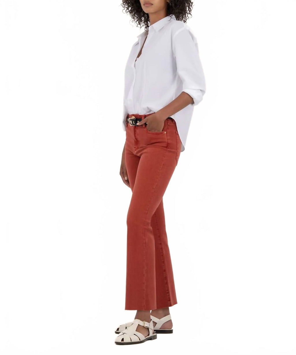 Kelsey High Rise Ankle Flare Jeans In Paprika