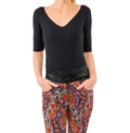 Second Skin 3/4 Sleeve Top In Black