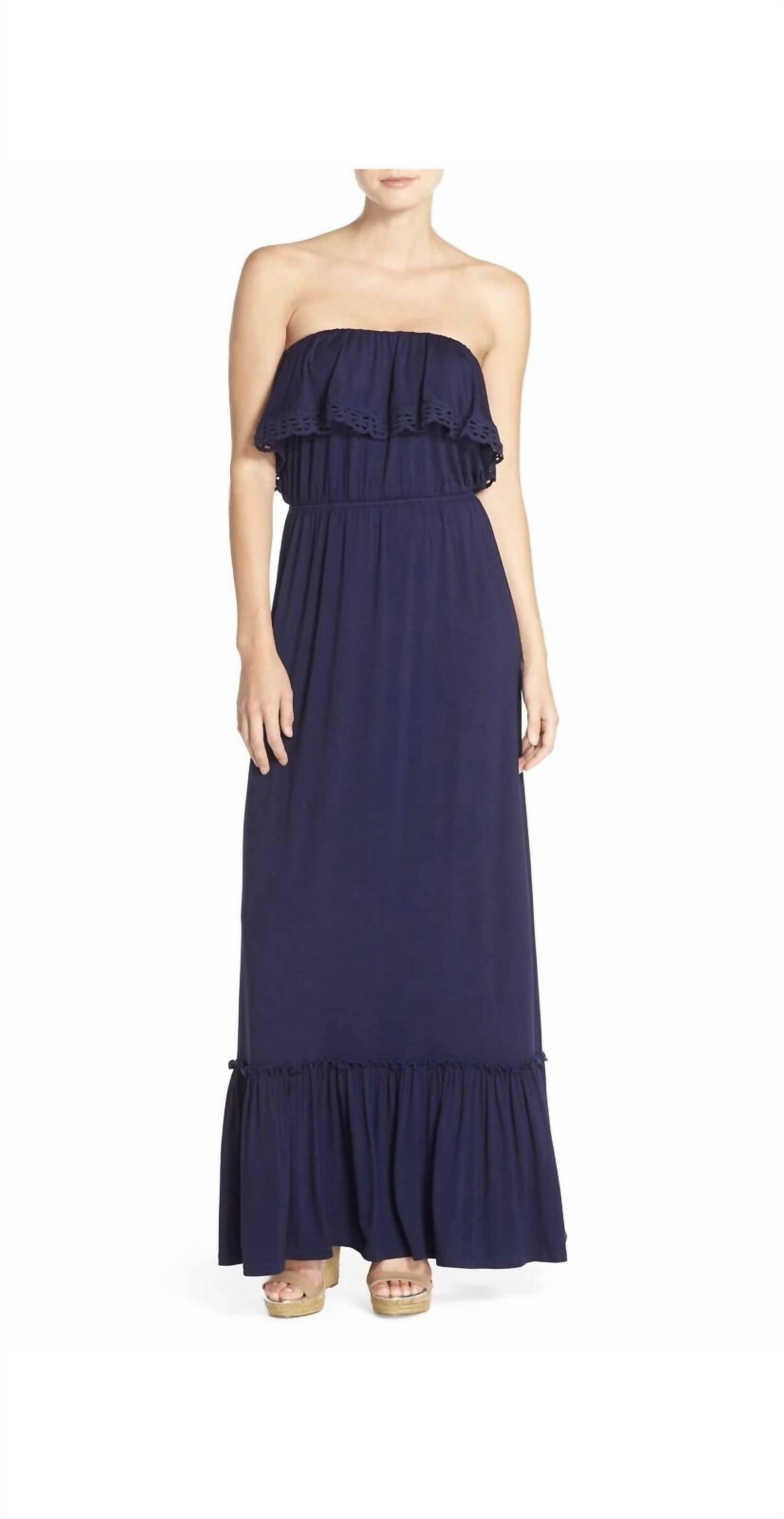Elsie Strapless Maxi Dress In Navy