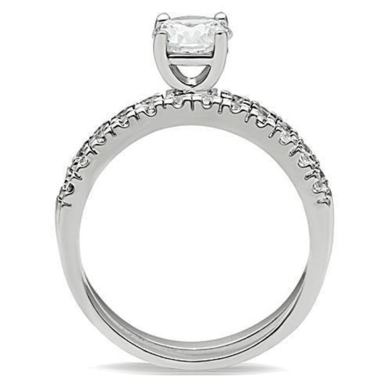 Rhodium Brass Ring with AAA Grade CZ in Clear