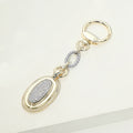 14K Gold Plated Two Tone CZ Pave Oval Drop Keychain Bag Charm