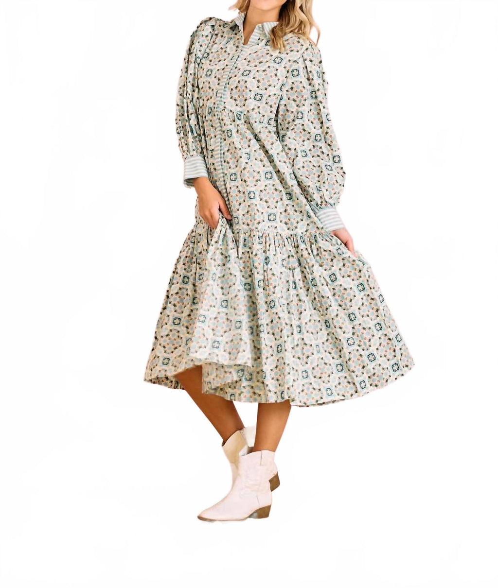 Laura Long Sleeve Dress In Green
