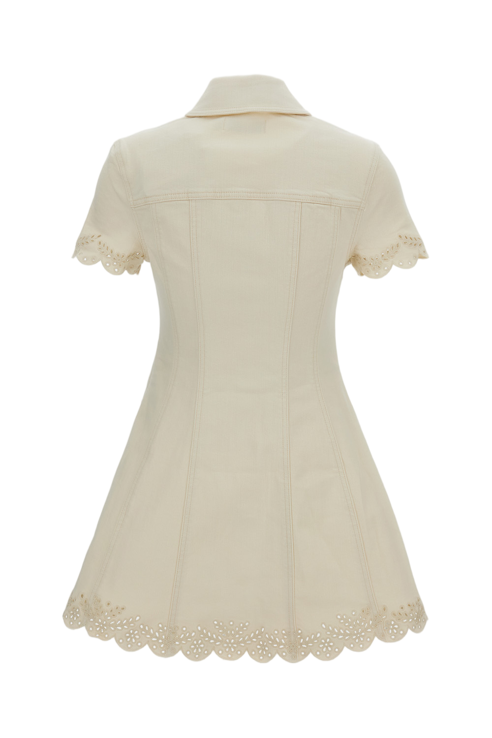 Cream Broderie Denim Mini Dress