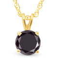 3Ct Black Diamond Solitaire Pendant Necklace in 14k White or Yellow Gold
