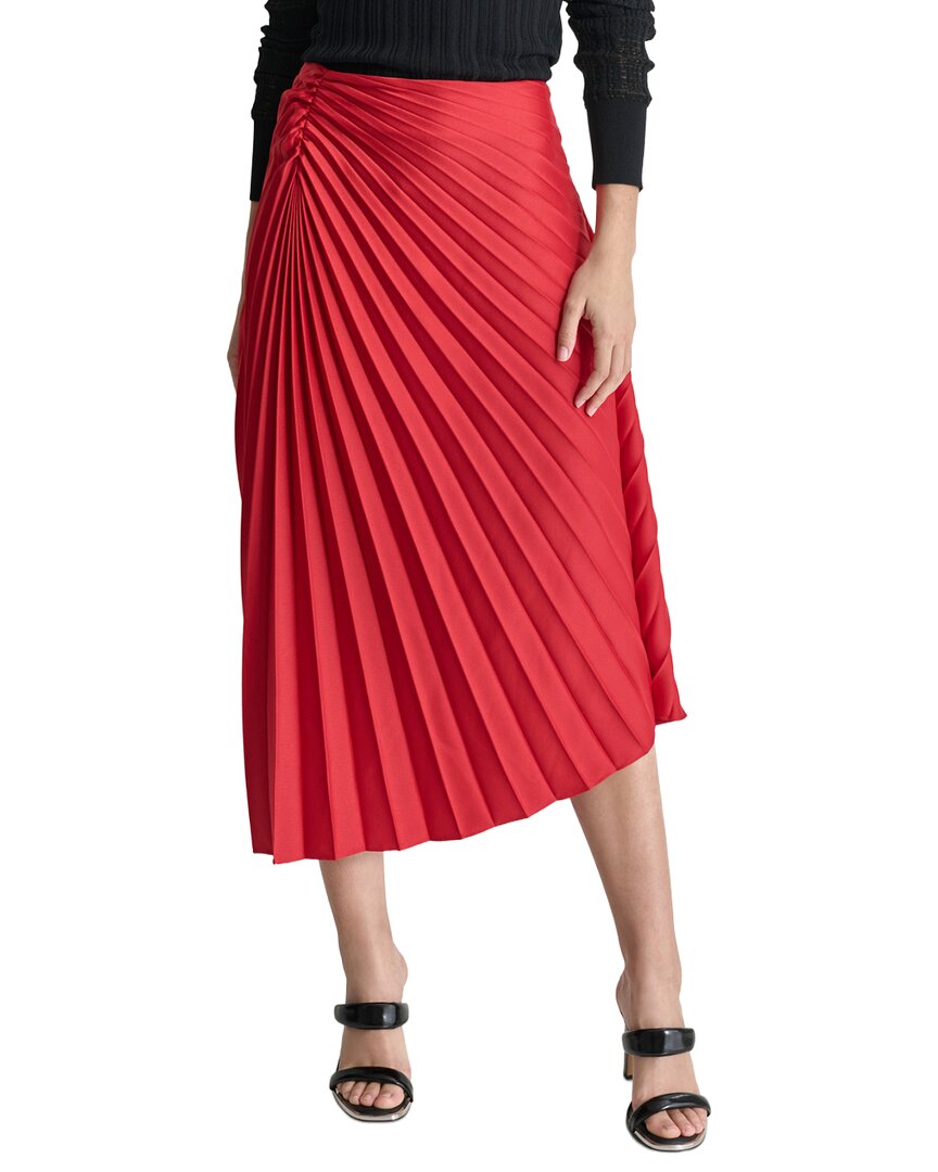 DKNY Asymmetrical Pleated Satin Skirt