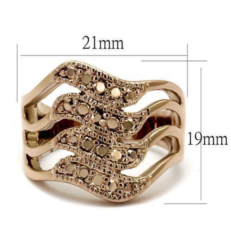IP Rose Gold(Ion Plating) Brass Ring with AAA Grade CZ in Metallic Light Gold