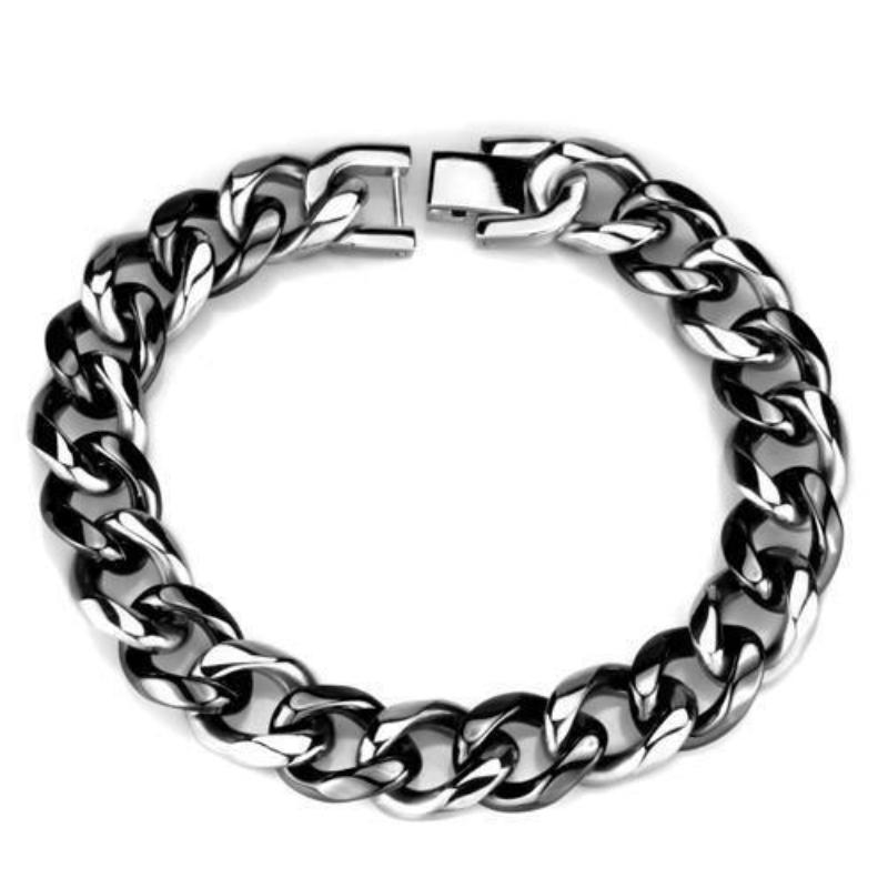 High polished (no plating) Stainless Steel Bracelet with Ceramic in Jet