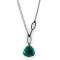 IP Light Black Stainless Steel Necklace with Synthetic Synthetic Glass in Blue Zircon