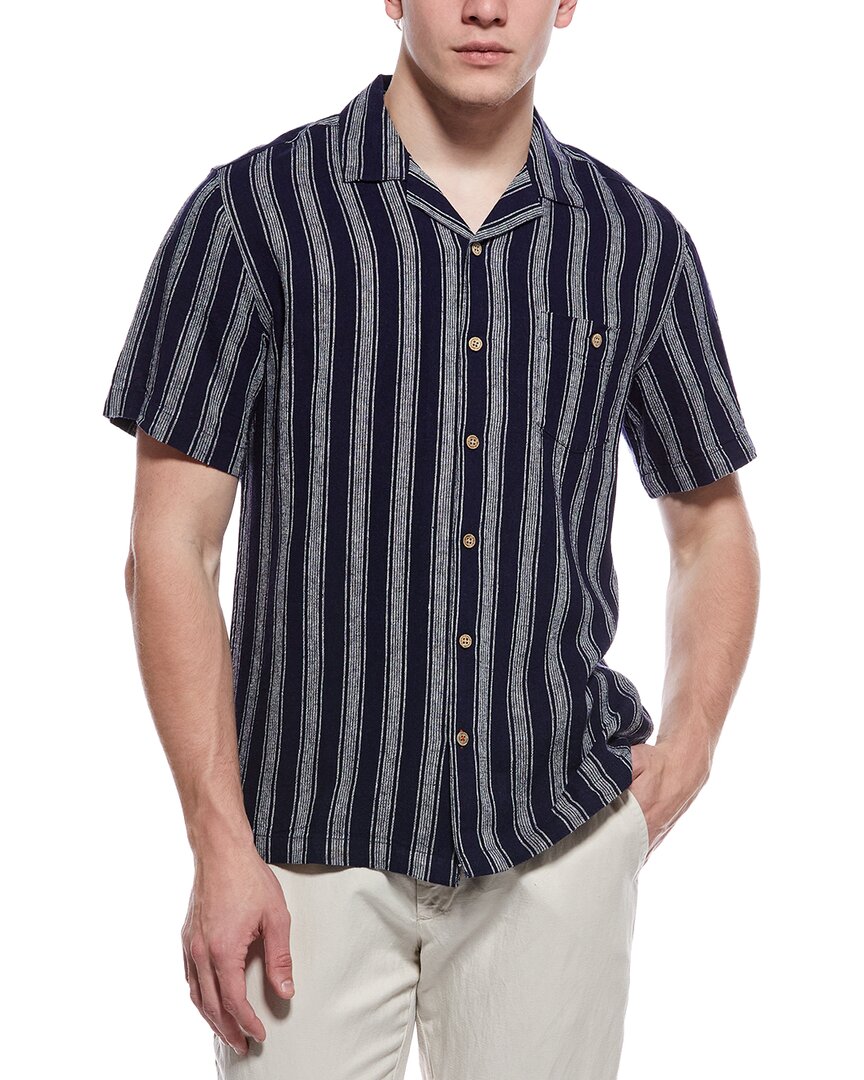 WEATHERPROOF VINTAGE Linen-Blend Vertical Stripe Shirt