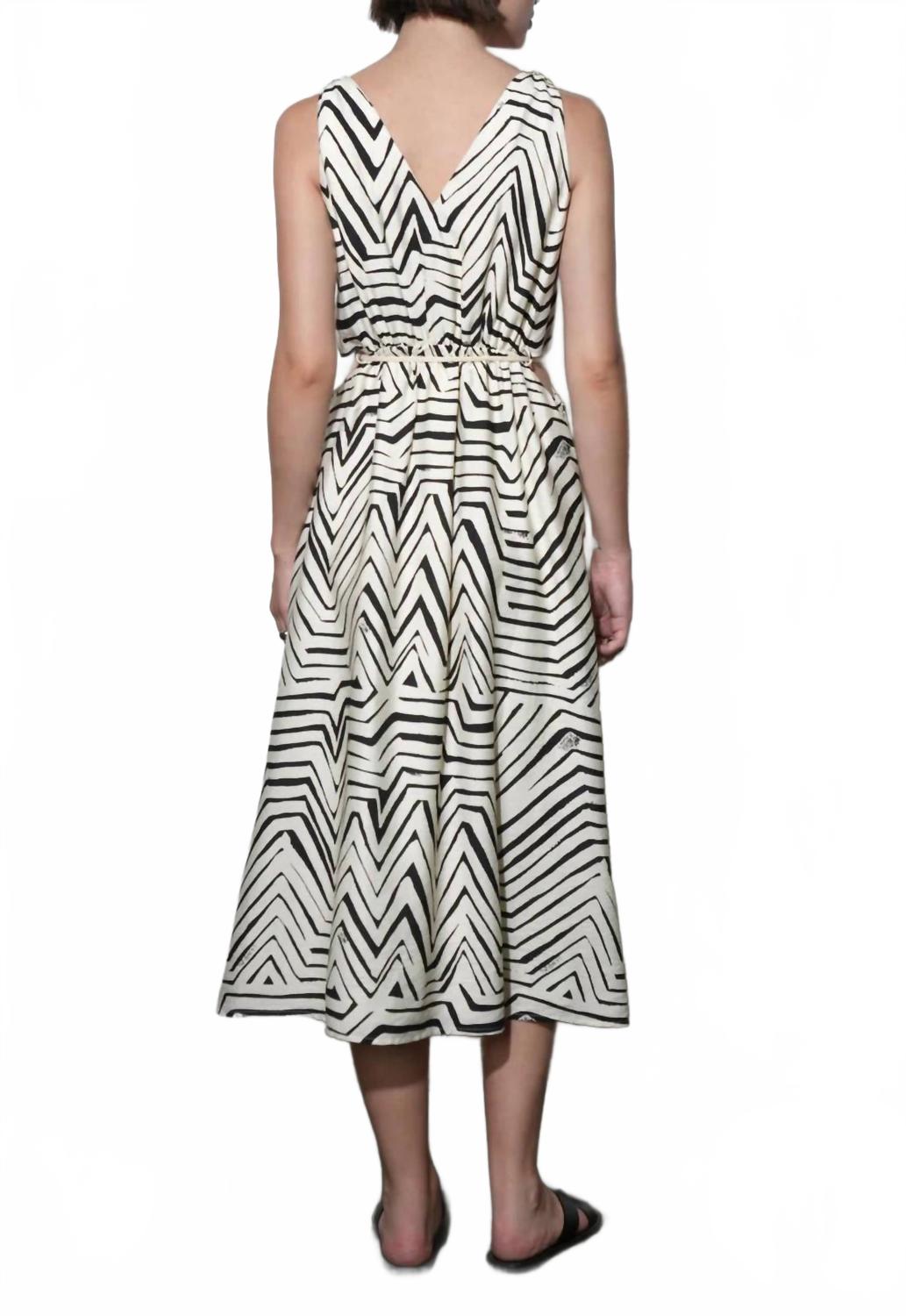 Evelyn Knotted Strap Midi Dress In Ivory Black