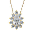 1/2Ct Pear Shape Halo Lab Grown Diamond Pendant Necklace in White or Yellow Gold