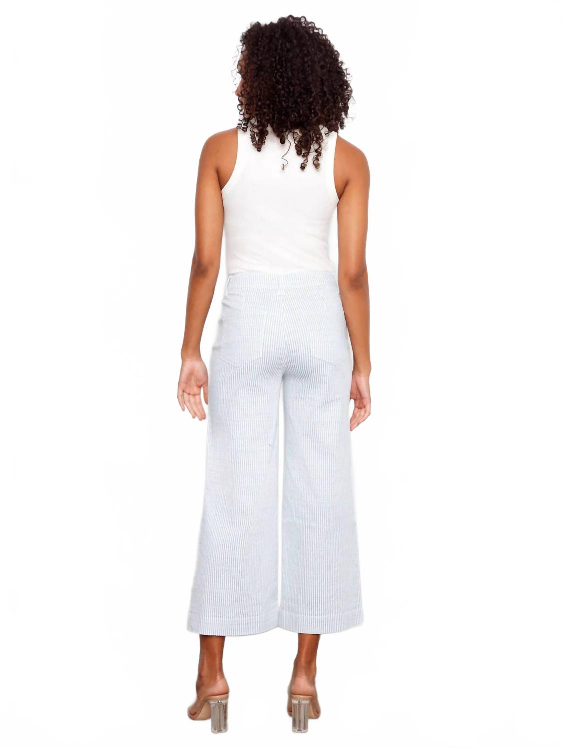 Cropped Flare Twill Pants In Striped