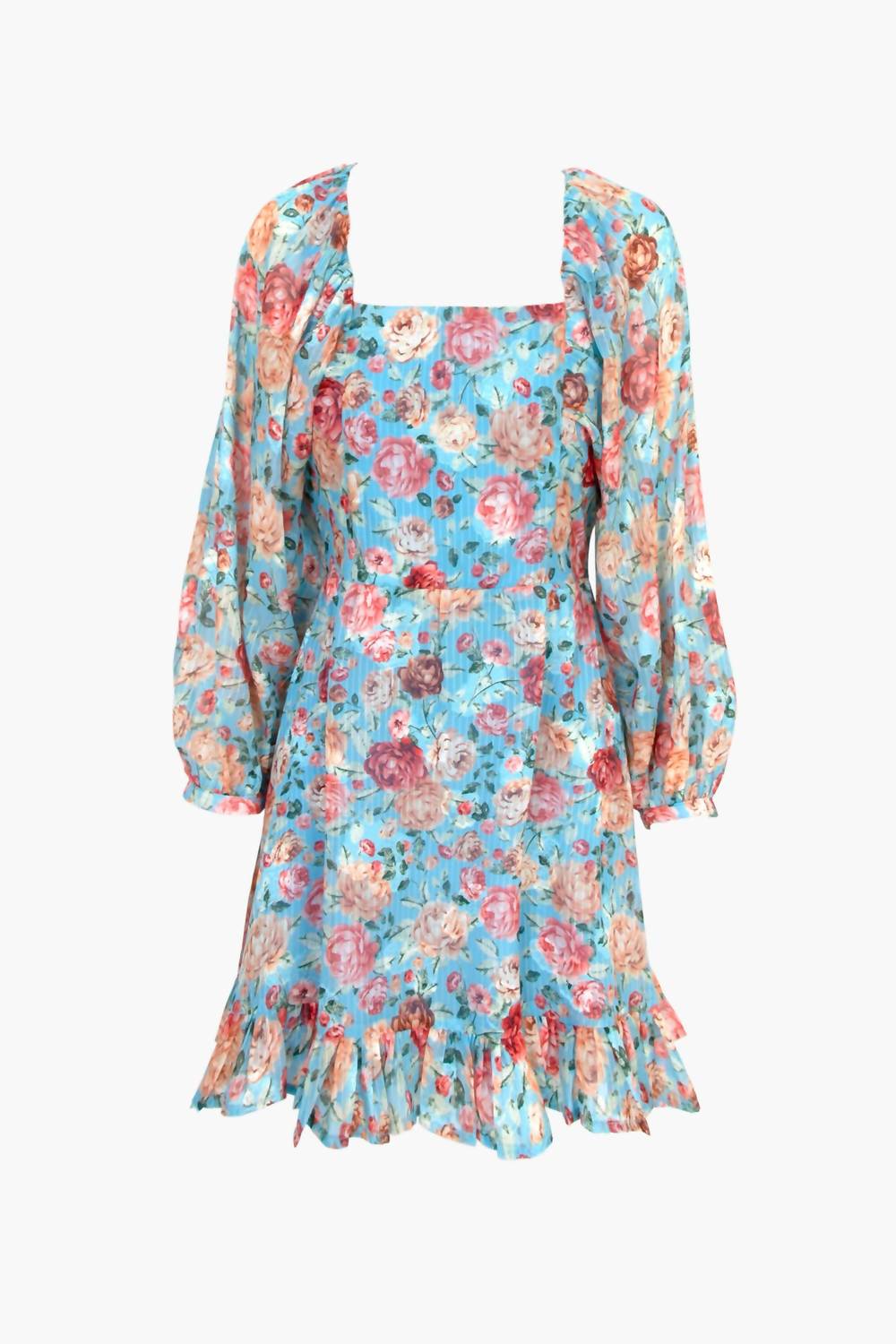 Vero Poet Sleeve Dress In Baby Blue