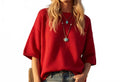 Short Sleeve Relaxed Sweater In Red