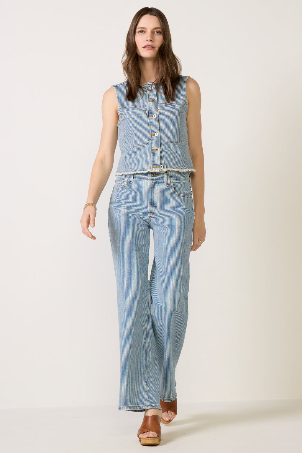 Women's Railroad Stripe Wide Leg Jean
