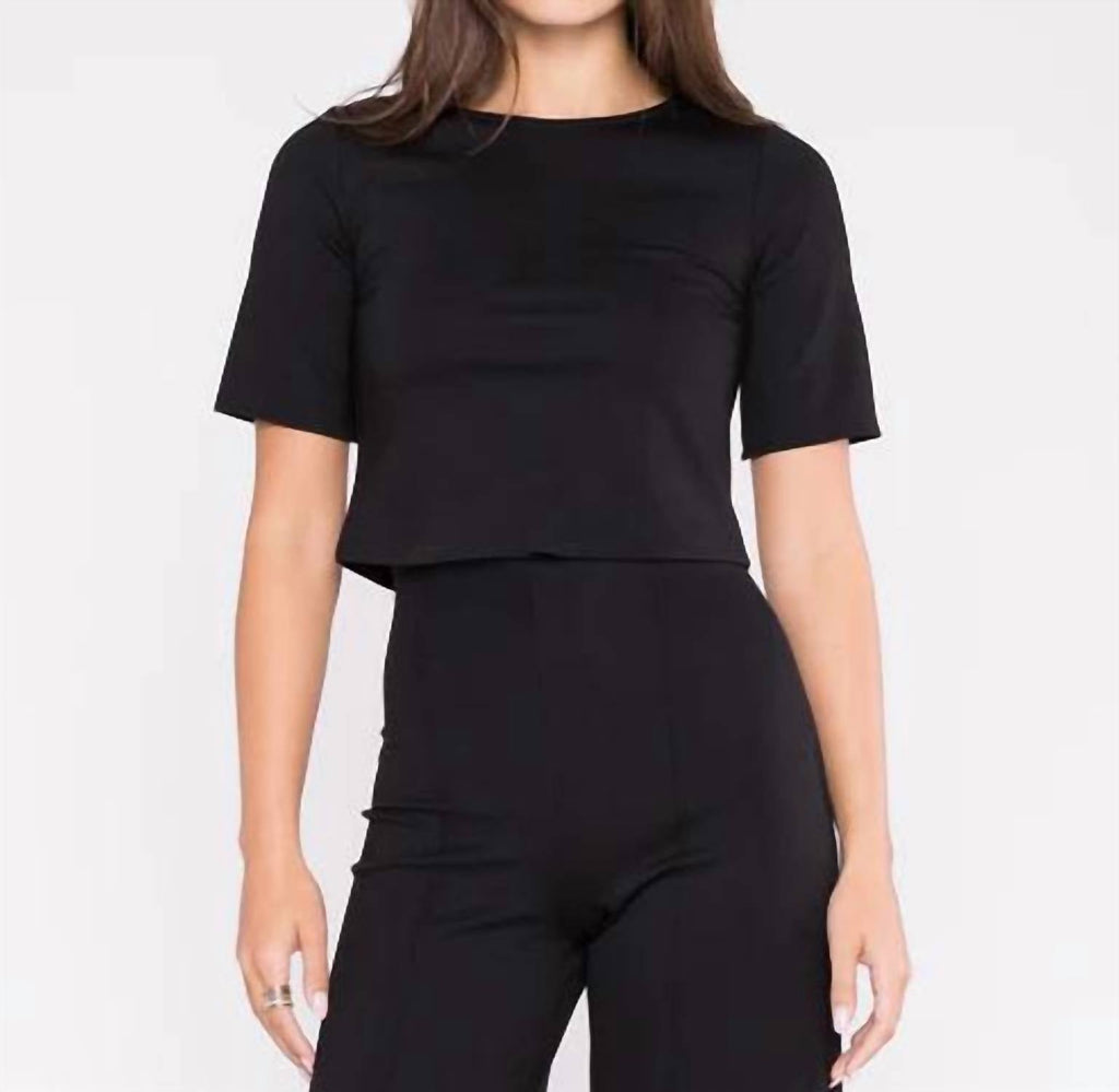 Ponte Short Sleeve Top In Black